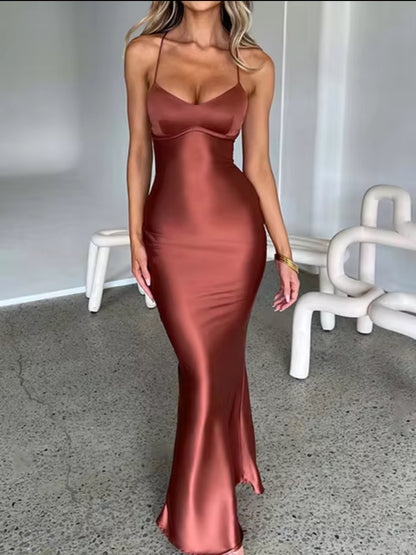 Avrilyaan satin rücken frei schlank sexy kleid frauen bodycon langes sommerkleid meerjungfrau elegante nachtclub party kleider vestidos