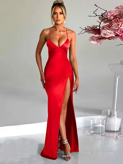 Avrilyaan satin rücken frei schlank sexy kleid frauen bodycon langes sommerkleid meerjungfrau elegante nachtclub party kleider vestidos