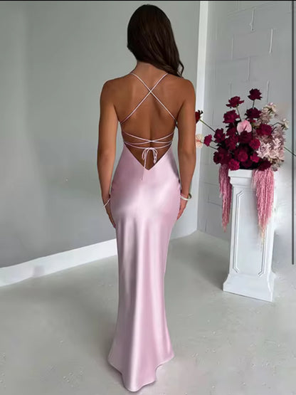 Avrilyaan satin rücken frei schlank sexy kleid frauen bodycon langes sommerkleid meerjungfrau elegante nachtclub party kleider vestidos