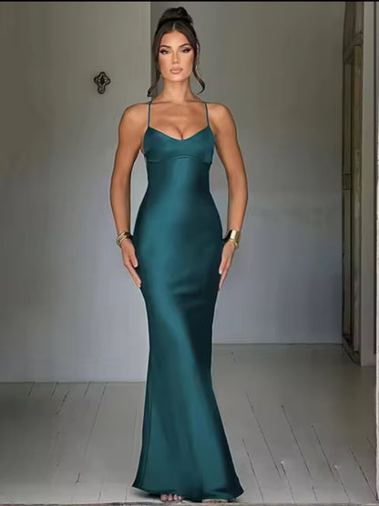 Avrilyaan satin rücken frei schlank sexy kleid frauen bodycon langes sommerkleid meerjungfrau elegante nachtclub party kleider vestidos